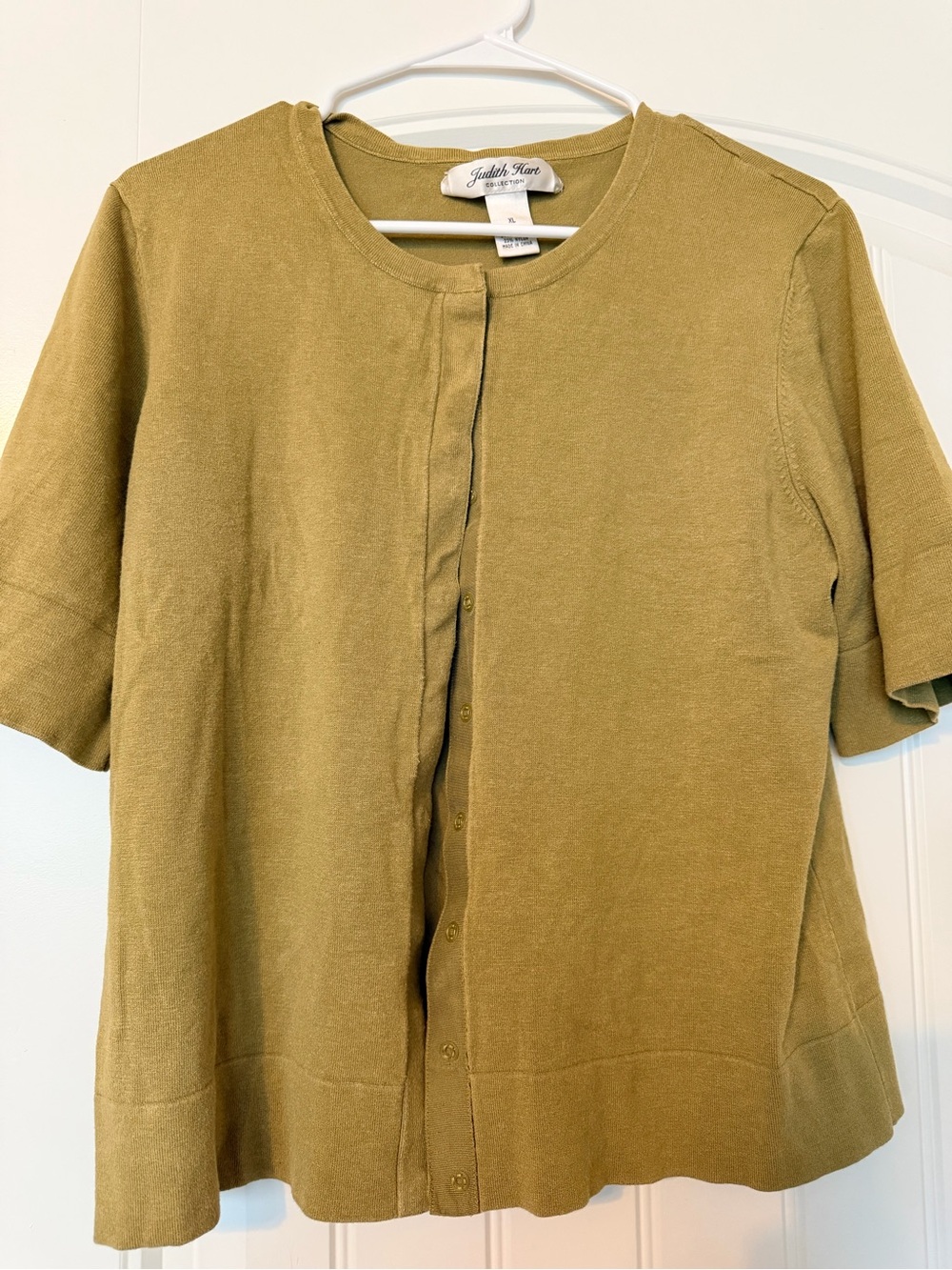Judith Rentz Olive Short-Sleeve Button Front Shirt